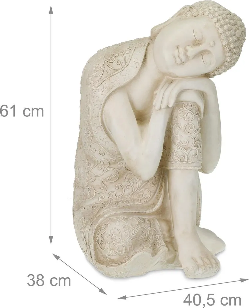 Statue Bouddha 61 cm en Magnésie - Objet Déco XXL Résistant Intempéries