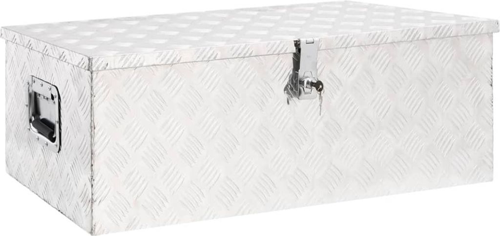 The Living Store Aufbewahrungsbox Silbern 90x47x33,5 cm Aluminium
