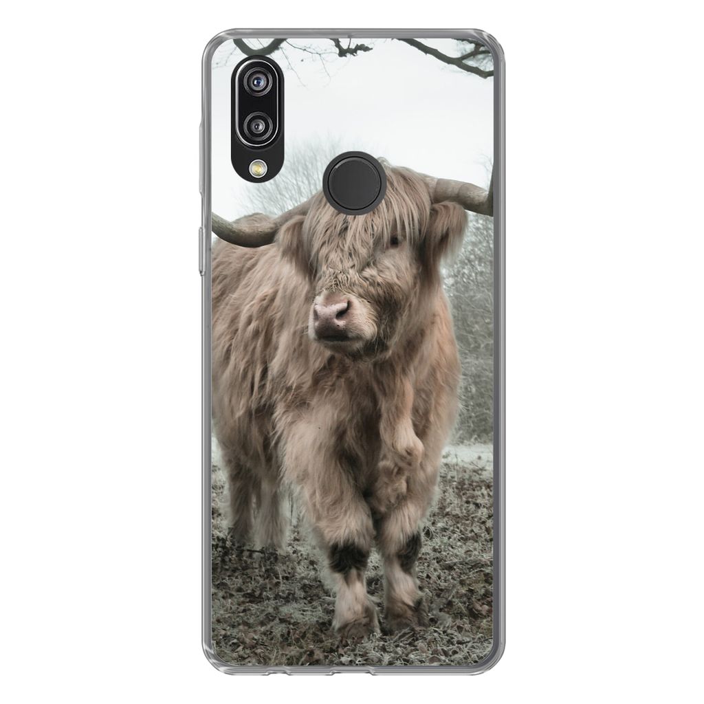 MuchoWow Handyhülle Schutzhülle Hülle für Huawei P20 Lite (2020) Schottische Highlander - Natur - Herbst - Tiere - Wildtiere - Wald Silikon S...