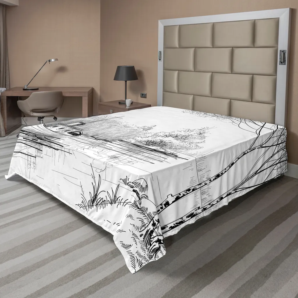 Lenzuolo Sopra Decorativo ABAKUHAUS 260x228 cm - Bianco Nero