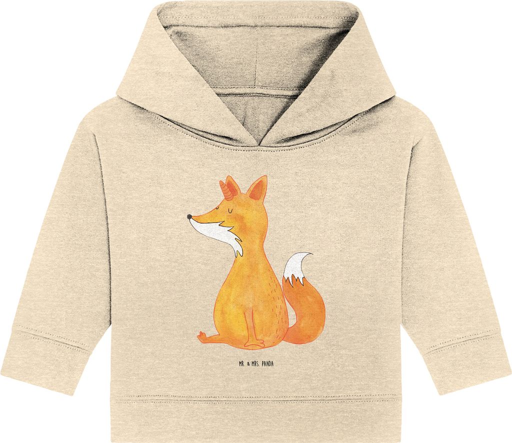 Mr. & Mrs. Panda Organic Baby Hoodie Einhorn Wunsch 24. - 36. Monat - Natural Raw - Geschenk, Füchse, Fuchs, Kapuzenshirt, Unicorns, Einhörner, K...