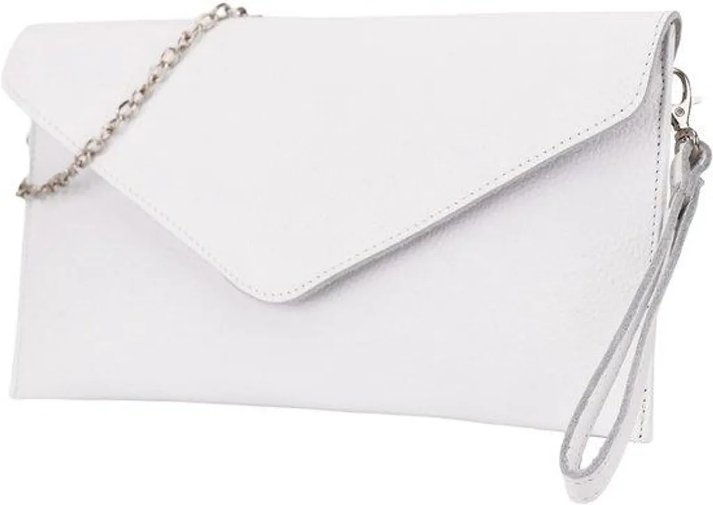 Pochette de cérémonie en cuir blanc Saya G369, sacoche soirée mariage