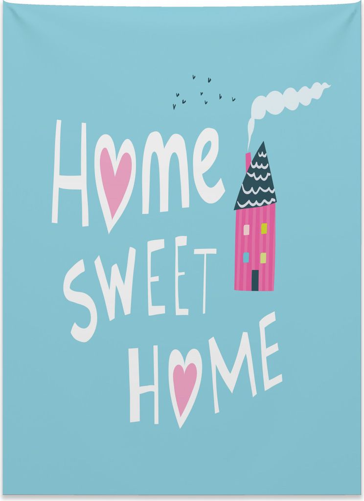 Abakuhaus Zuhause Wandteppich, Grafikhaus und Kamin aus Weiches Mikrofaser Stoff Kein Verblassen Klare Farben Waschbar, 110 x 150 cm, Mehrfarbig