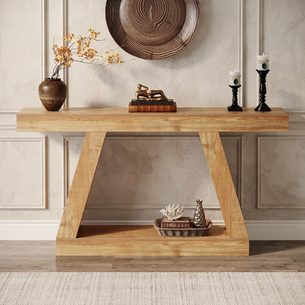Table Console Robuste 140 cm, Solution Gain de Place pour Entrée - 6