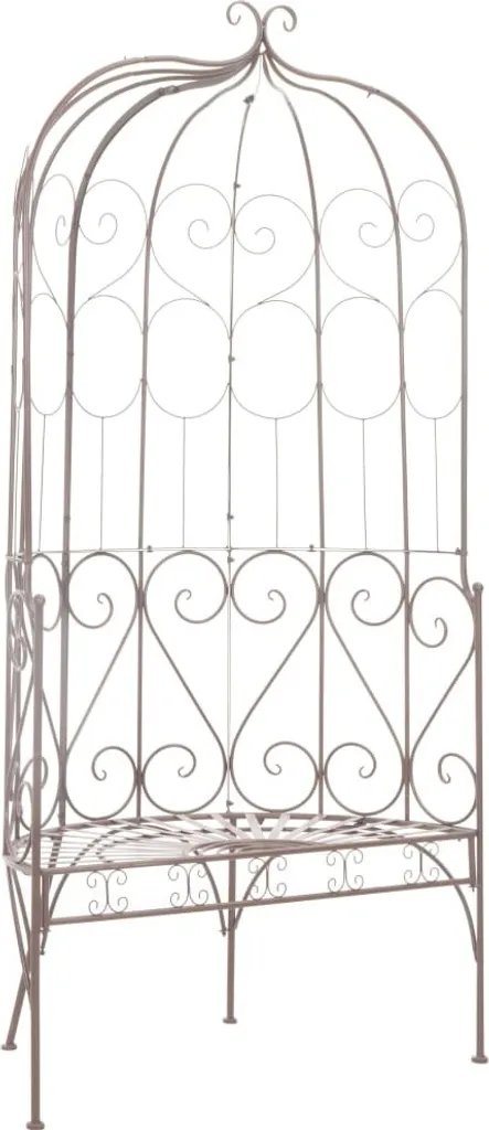 Banc de jardin marron antique en fer 95 cm résistant aux intempéries