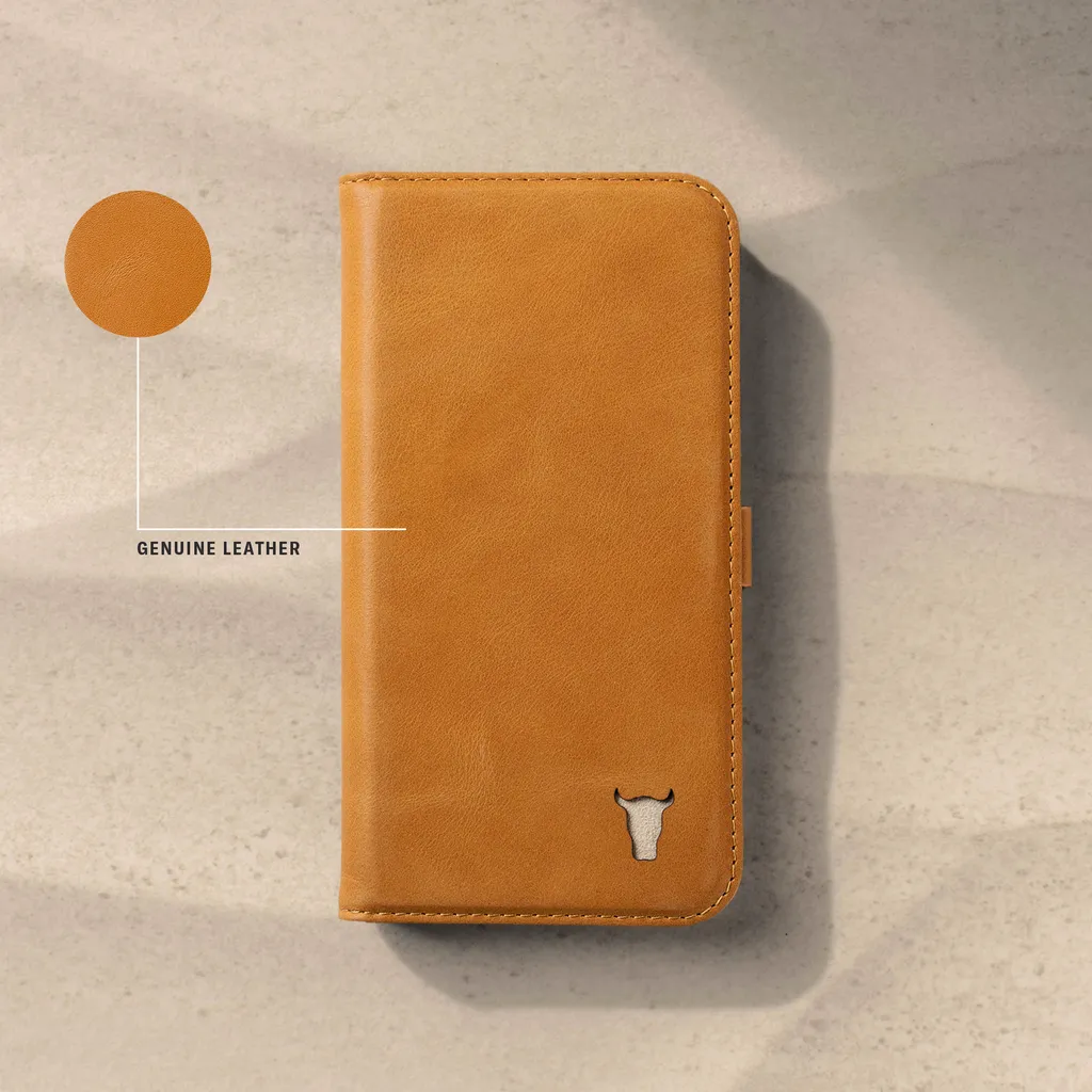 Custodia Portafoglio iPhone 12 TORRO in Pelle Marrone Chiaro - Stand - 5