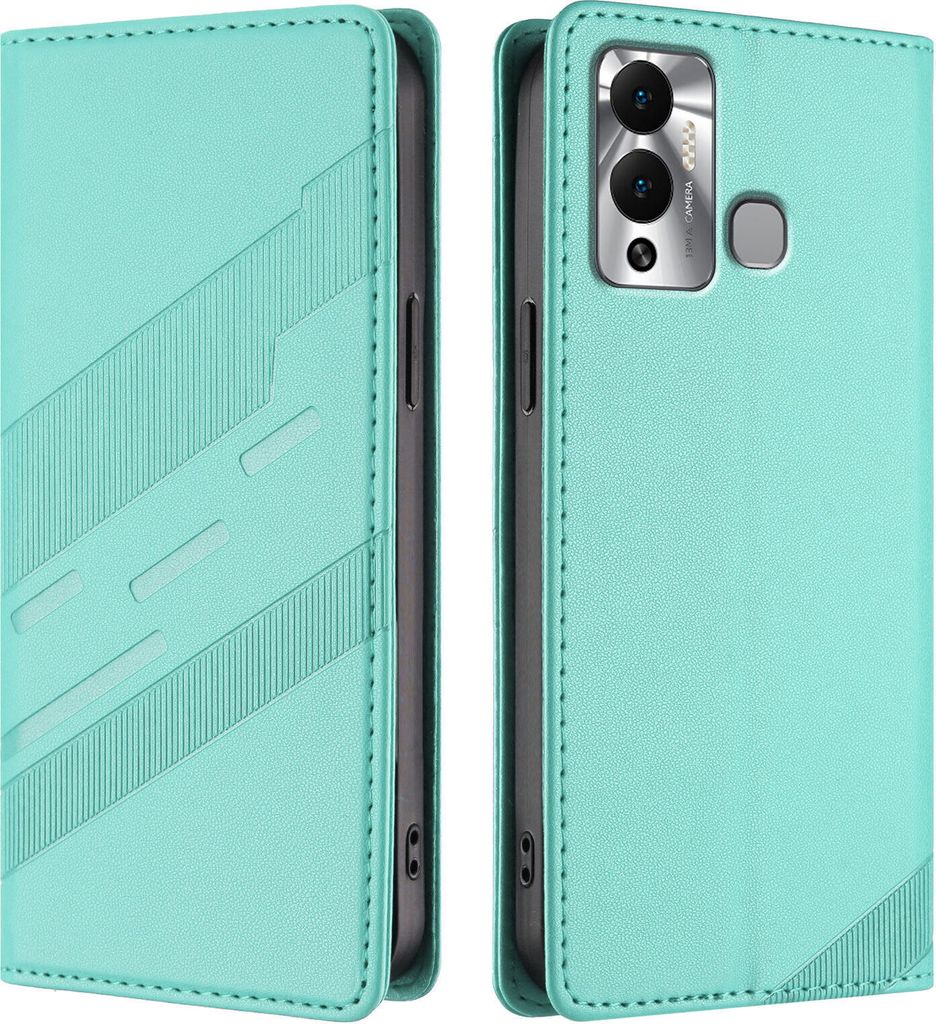 Hülle für Infinix Hot 12 Play, Kunstleder Brieftaschen Handyhülle mit Kartenfach und Standfunktion Türkis