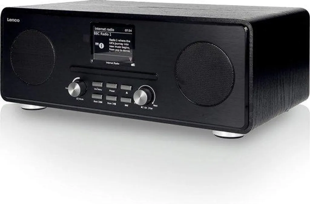 Radio-réveil DAB+ Bluetooth Wi-Fi Noir avec Écran Couleur 2,8 Pouces