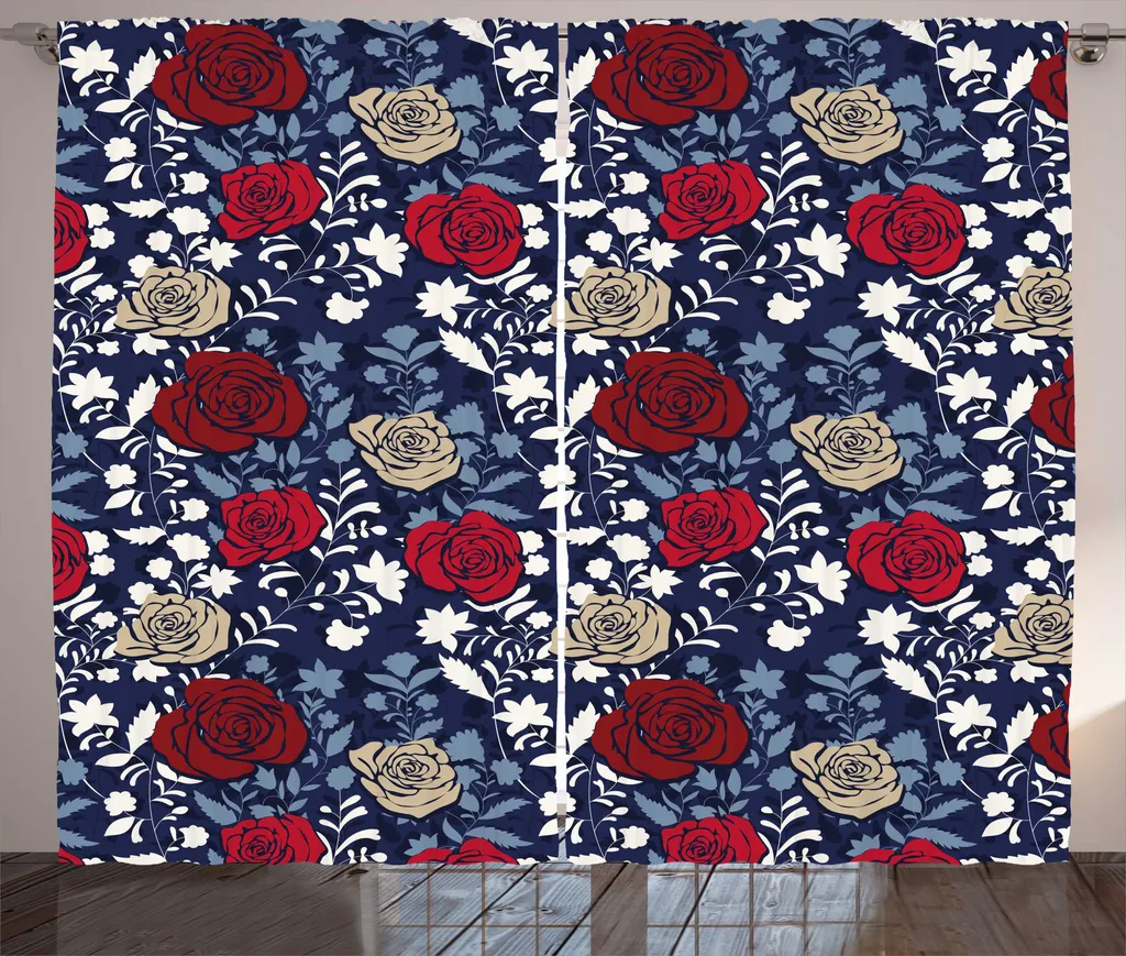 Rideaux Occultants Légers Anti-plis Motif Roses pour Maison Rustique