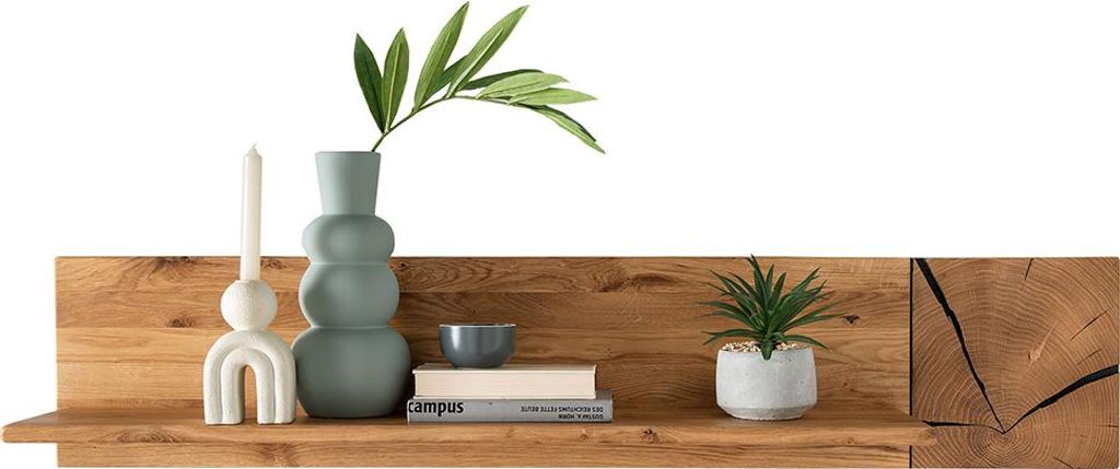 Wohnzimmer Wandboard mit 149 cm Breite in Eiche Massivholz, 1 Ablageboden - WESTON-69