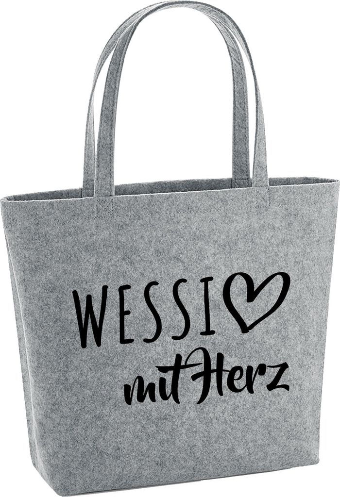 Huuraa Filzshopper Wessi mit Herz 22 Liter Grey Melange Filztasche Geschenkidee
