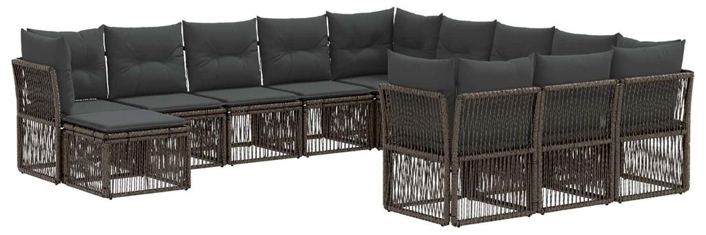 vidaXL Gartensofa-set 12 pcs Grau Poly-Rattan