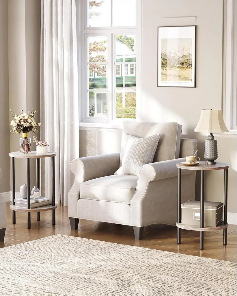 Table d'appoint ronde pour petits espaces meuble de rangement d'angle - 4