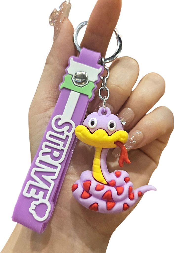 Cooler Schlüsselanhänger aus PVC mit Schlangenanhänger, dekorativer Schlüsselanhänger mit Umhängeband für Auto, Handtasche, Rucksack, Telefo...