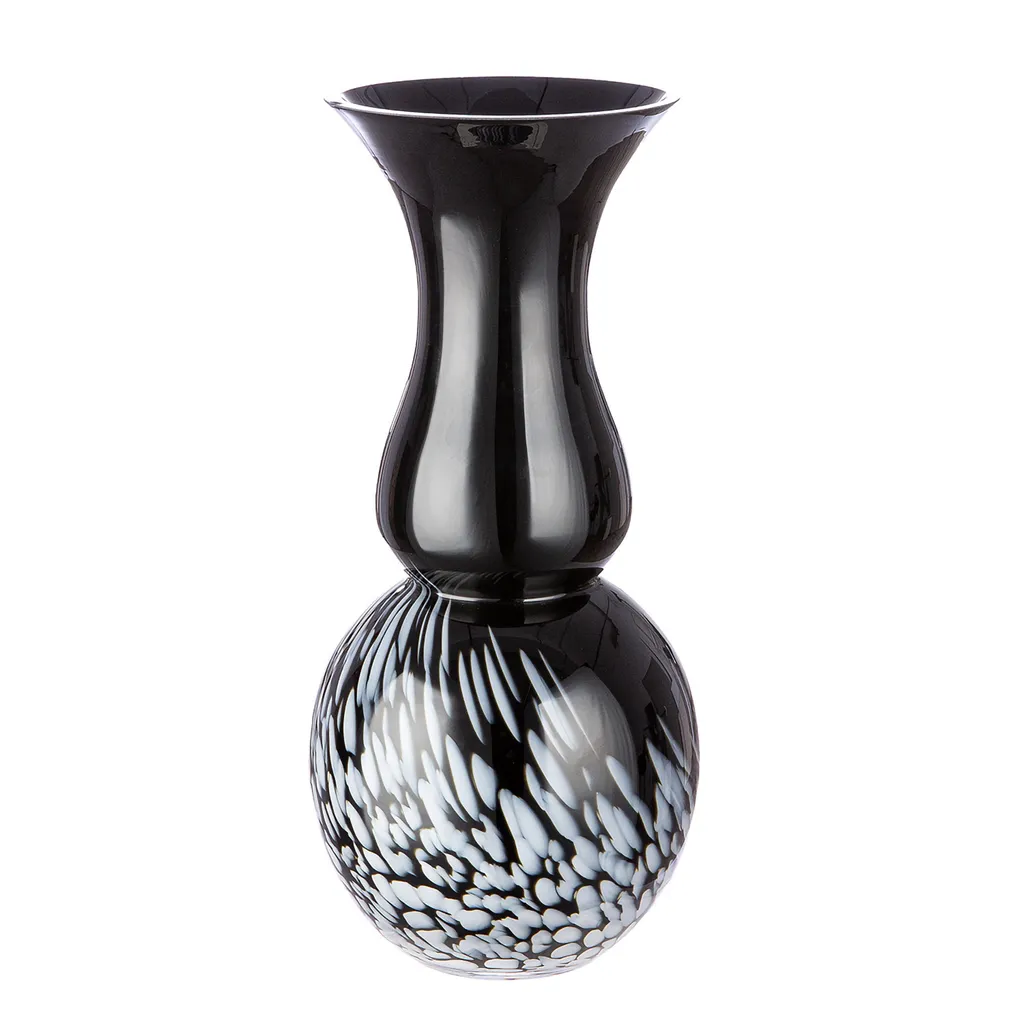 Grand vase décoratif noir en verre design Rémy, hauteur 36.5 cm Gilde