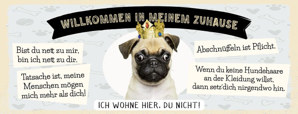 vianmo Blechschild 10x27 cm Willkommen in meinem Zuhause Mops Hund