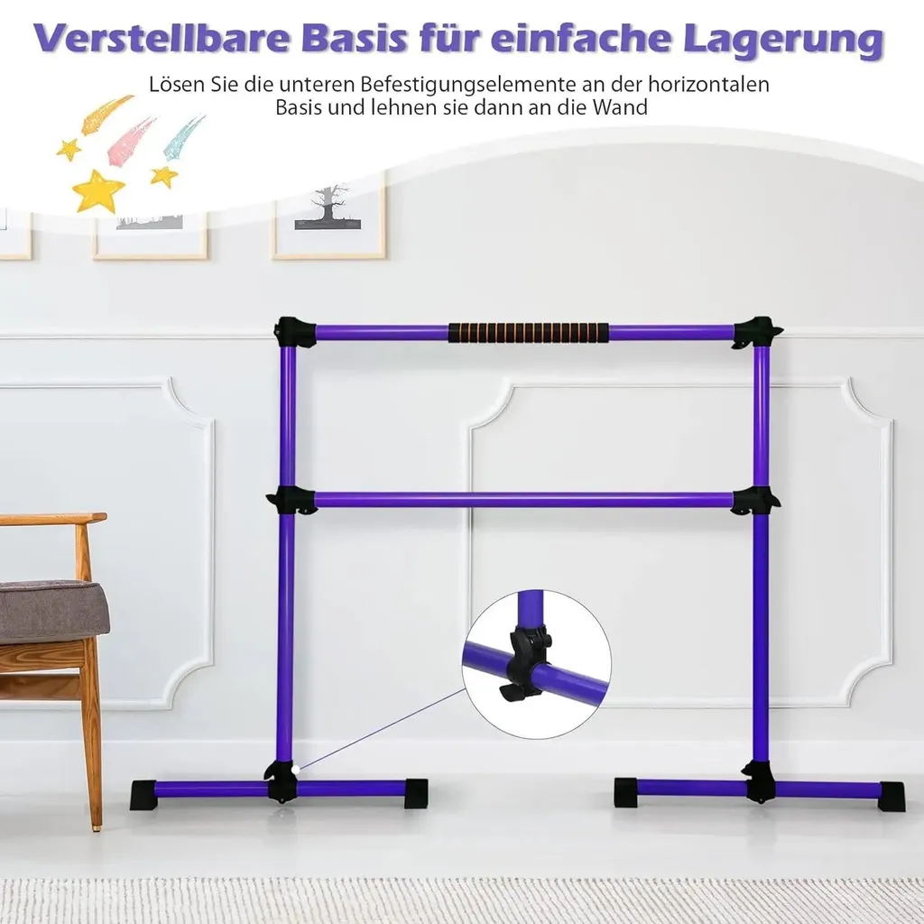 Barre de danse ajustable en fer bleu capacité 50 kg structure stable