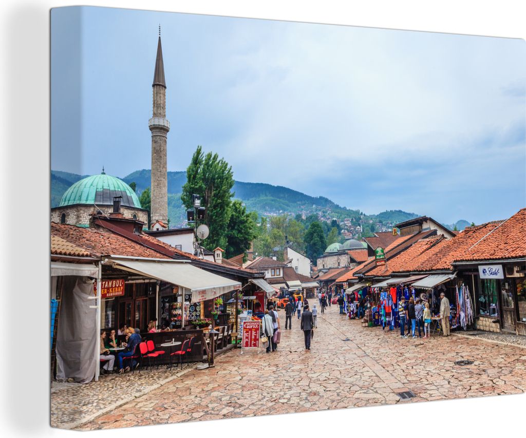 MuchoWow - Leinwandbilder - Alter bosnischer Marktplatz von Sarajewo, Wandbild, Wanddeko Bilder Wohnzimmer, 30x20 cm