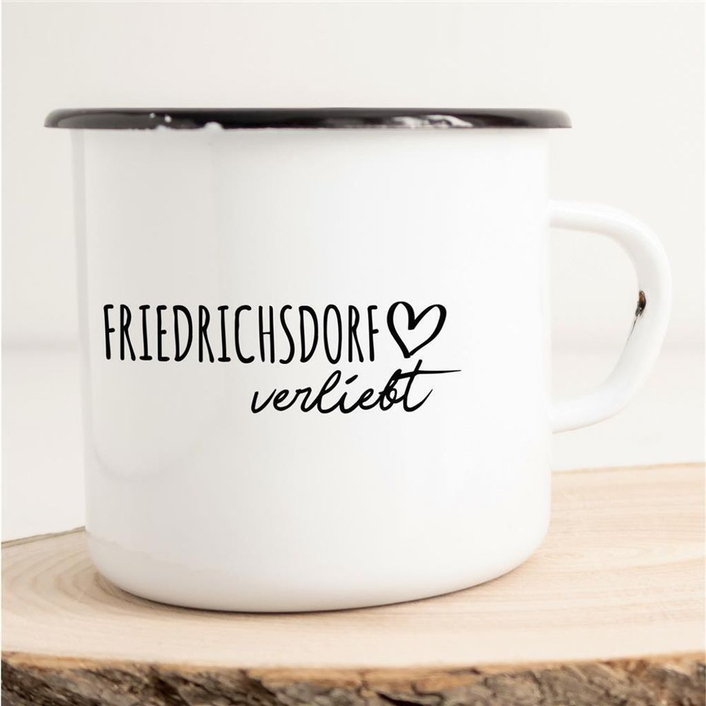 Huuraa Emaille Tasse Friedrichsdorf  Geschenk Kaffeebecher Produktbild 