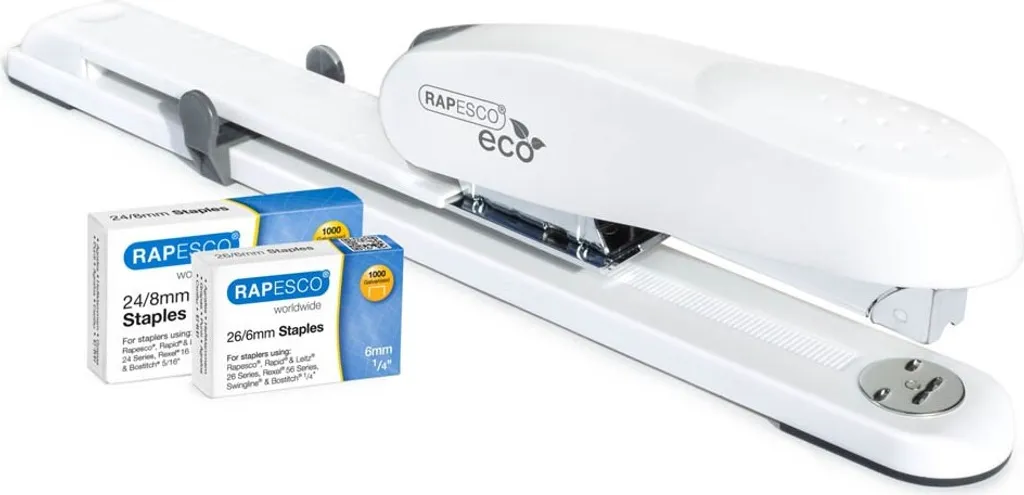 RAPESCO Agrafeuse à long bras ECO soft blanc avec agrafes haute capacité