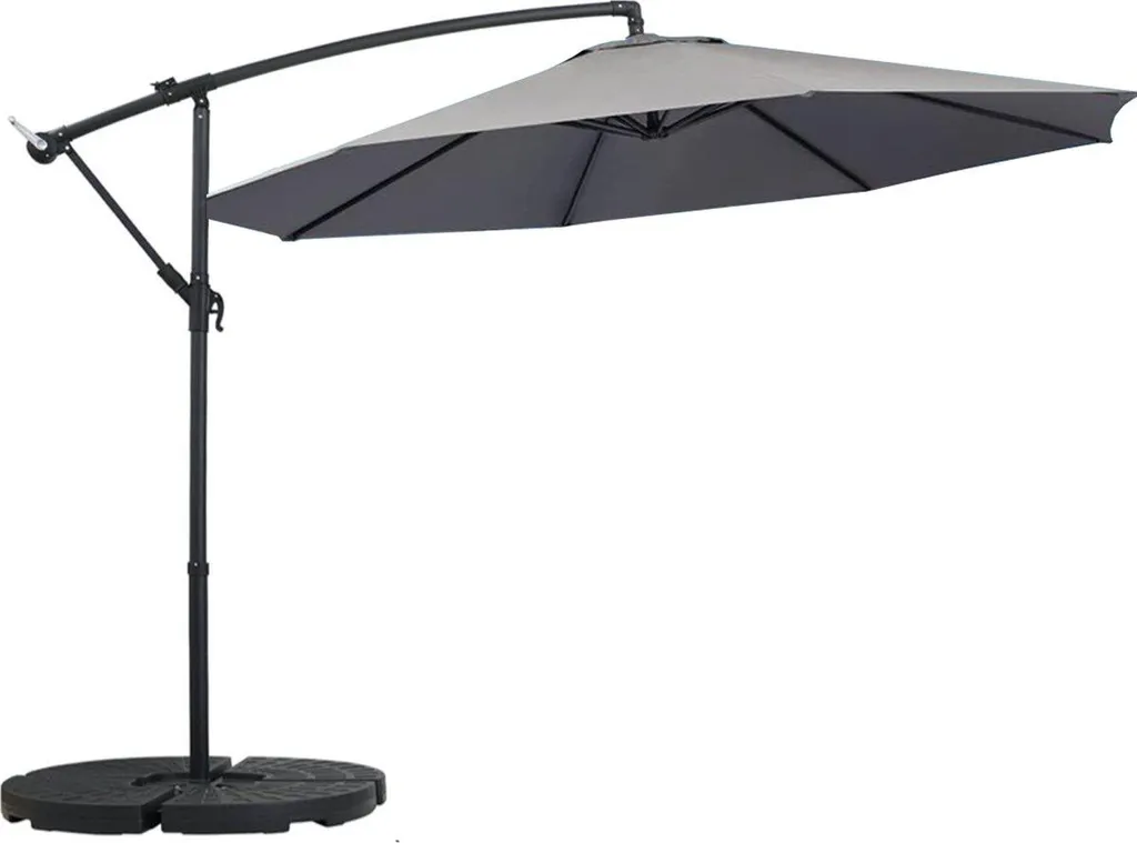 Grand parasol de jardin rectangulaire gris 300 cm sans socle inclus