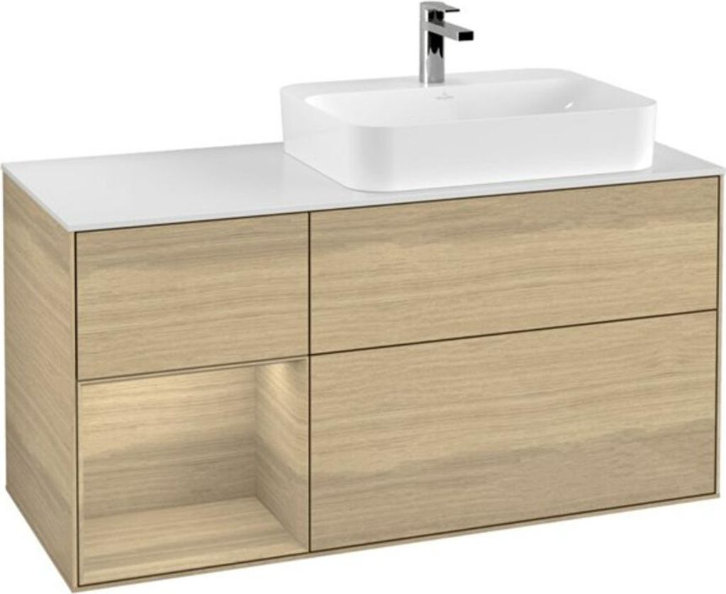 V&B Waschtischunterschrank Finion 120cm, Pl wh. m, Reg li Oa ven, Oa ven