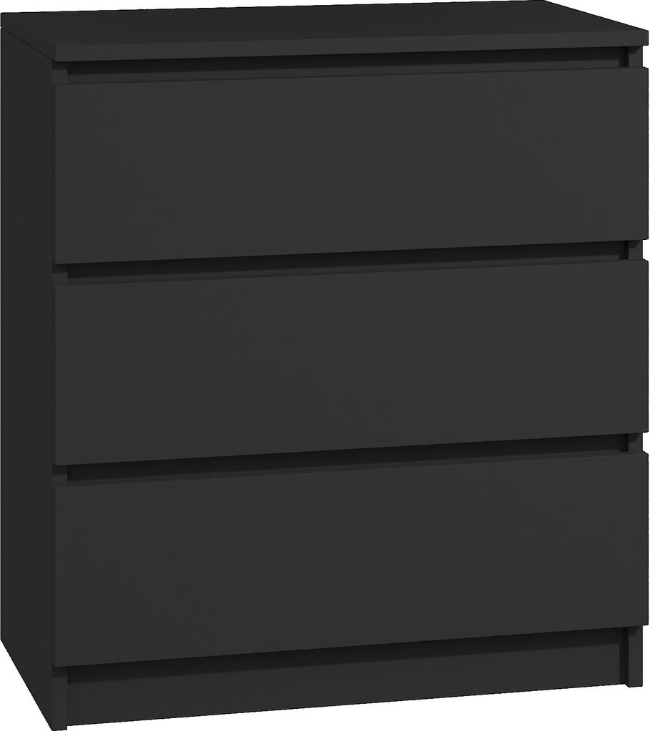 Roe Furniture | Kommode 60 cm - Schwarz Matt - 3 Schubladen - Elegant und funktionell - Ideal für kleine Räume - Sideboard