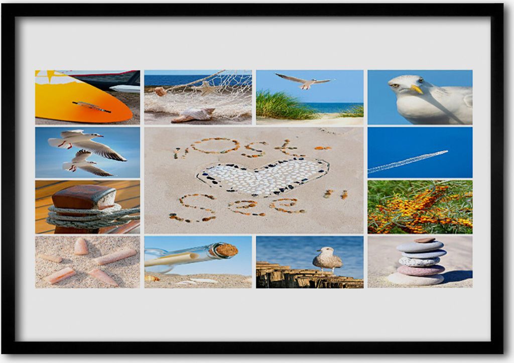 Bild 70x50 MDF-Rahmen Wandkunst Möwen Ocean Beach Landschaft