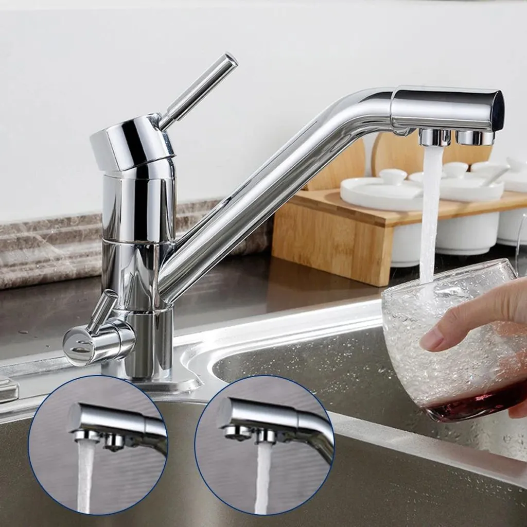 Miscelatore 3 in 1 Cucina Osmosi: Argento Chiaro Monocomando Girevole - 6