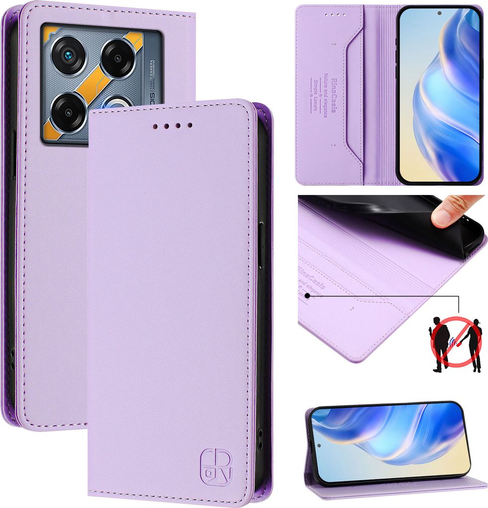 Lederhülle für Infinix GT 20 Pro 5G Hülle Flip Brieftasche Kartenfächern Ständer Schutzhülle Violett