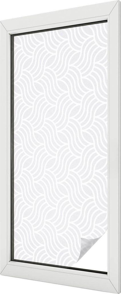 Buntglas Fensterfolie – 116x50 cm – Stained-Glass Design – blickdichte dekorative Sichtschutzfolie – selbstklebend, UV-Schutz – Wellen de...