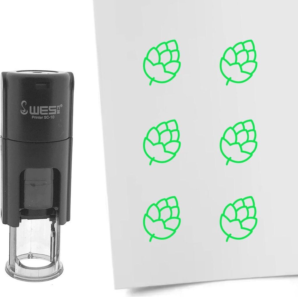 CombiCraft Selbstfärbender Stempel 'Tannenzapfen' in der Farbe Grün, Ø10mm