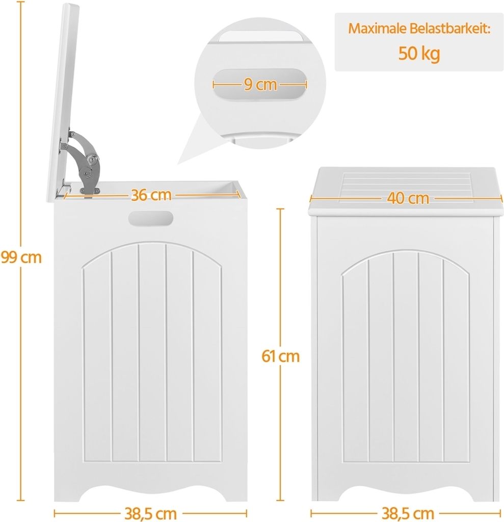 Yaheetech Wäschekorb mit Deckel, 96L Wäschesammler, Produktbild 3