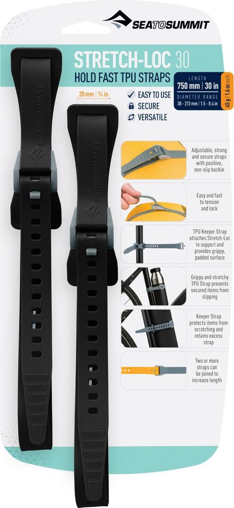 Sea to Summit Stretch-Loc 700mm 2er Pack Spanngurt Black -