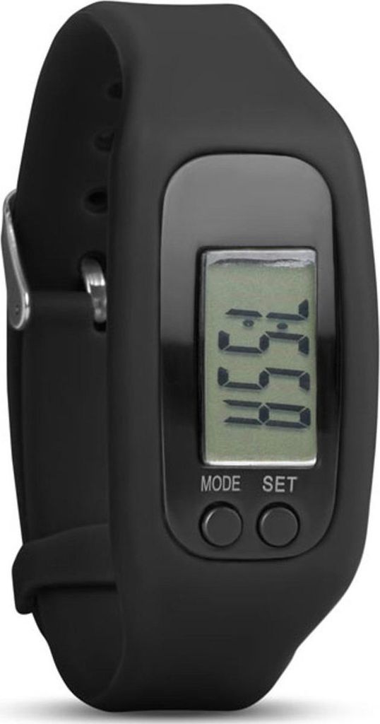 Jumadas Schrittzähler – LCD-Uhr – Armband – Tracker – Silikon – breit – Schwarz