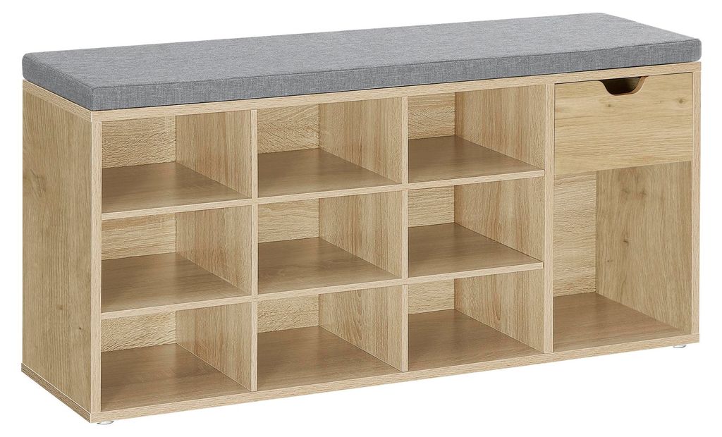 Schuhschrank mit Sitzbank (grau) und Schublade, TAYLOR ARTISAN, 104 x 30 x 48 cm, weiß