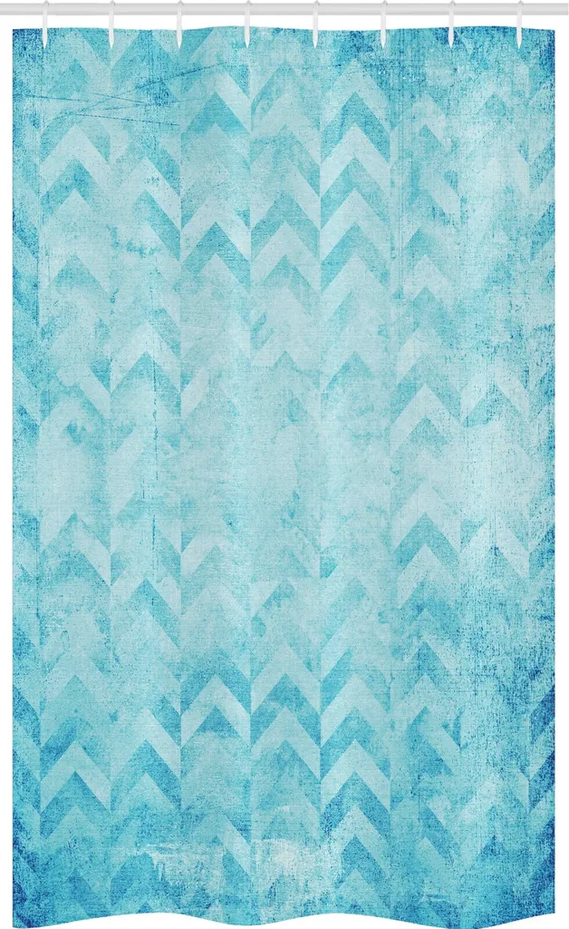 ABAKUHAUS Tenda Doccia Stretta 120x180 Turchese Chevron con Ganci
