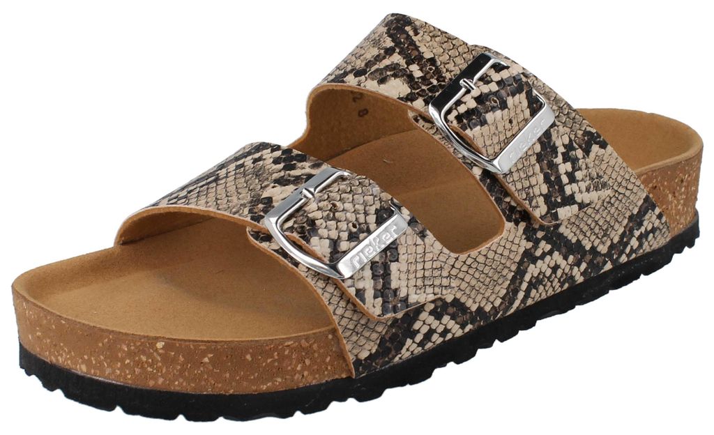 Rieker Damskie klapki Beige/Snake Zdjęcie produktu 