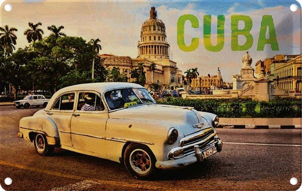 vianmo Blechschild 12x18 cm Cuba weiß Auto Garage Werkstatt