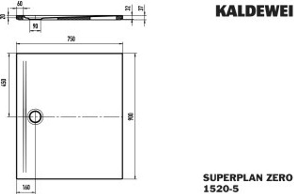 Kaldewei 352047980231 DW SUPERPLAN ZERO Mod.1520-5, 750 x