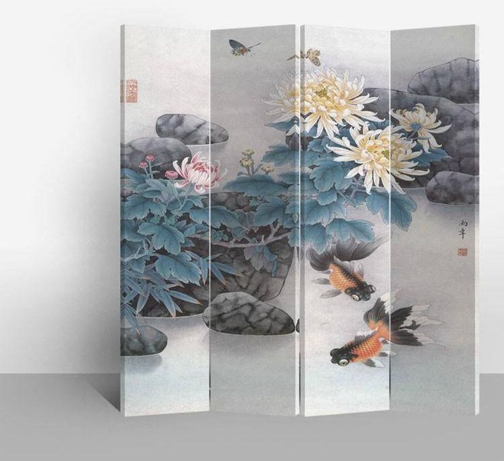 Fine Asianliving Paravent Raumteiler Spanische Wand Trennwand Room Divider Raumtrenner Sichtschutz Japanisch Orientalisch Chinesisch L160xH180cm Be...