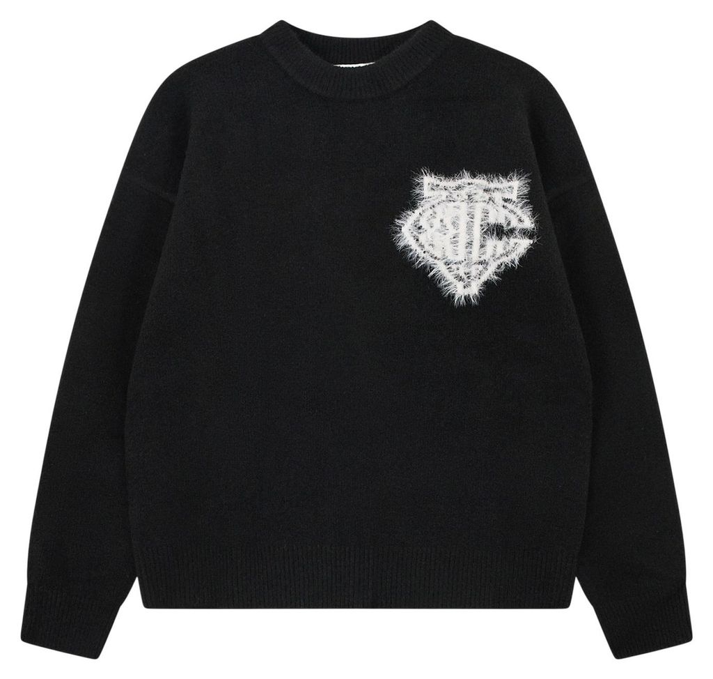 Couture - Pullover Top für Damen, Flauschig, Winter GT25073 (42 DE) (Schwarz)