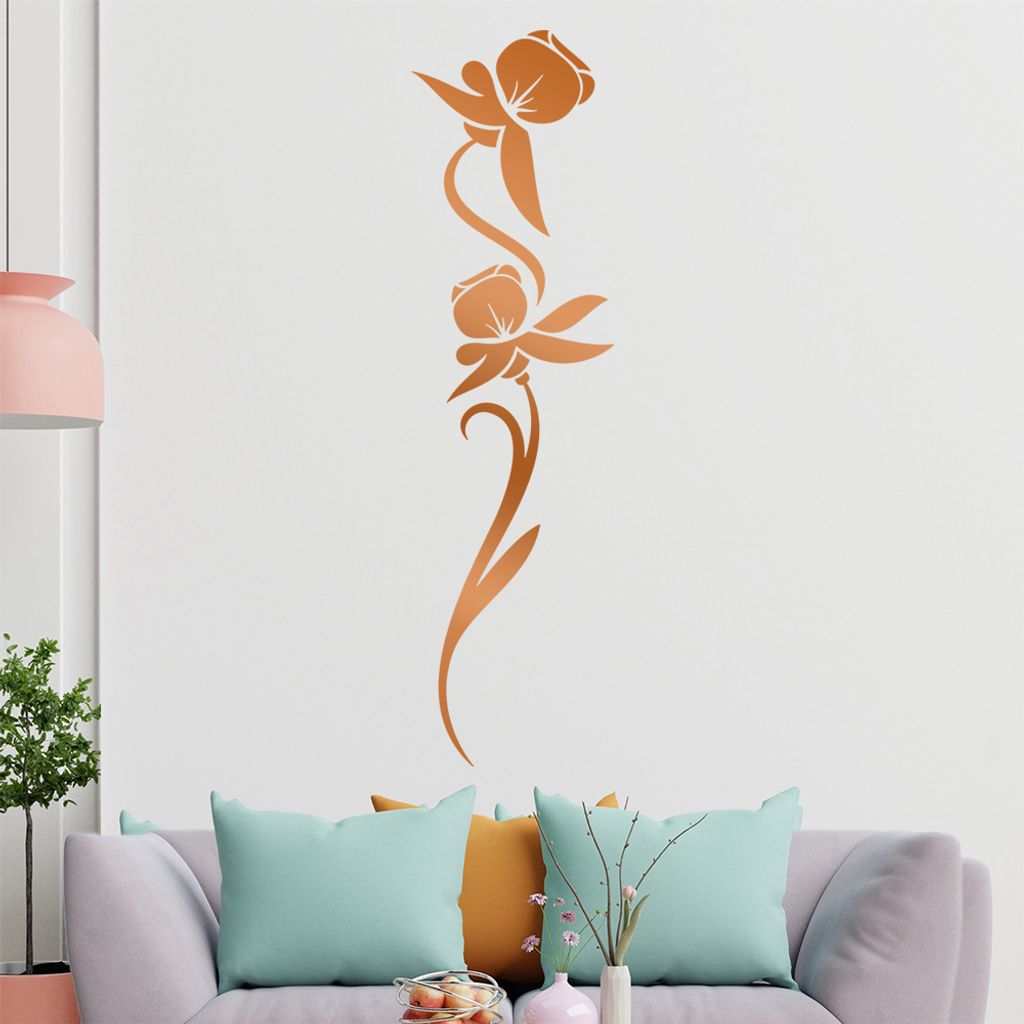 Blumen - Linien Wandtattoo in 6 Größen - Wandaufkleber Wall Sticker - Dekoration, Küche, Wohnzimmer, Schlafzimmer, Badezimmer