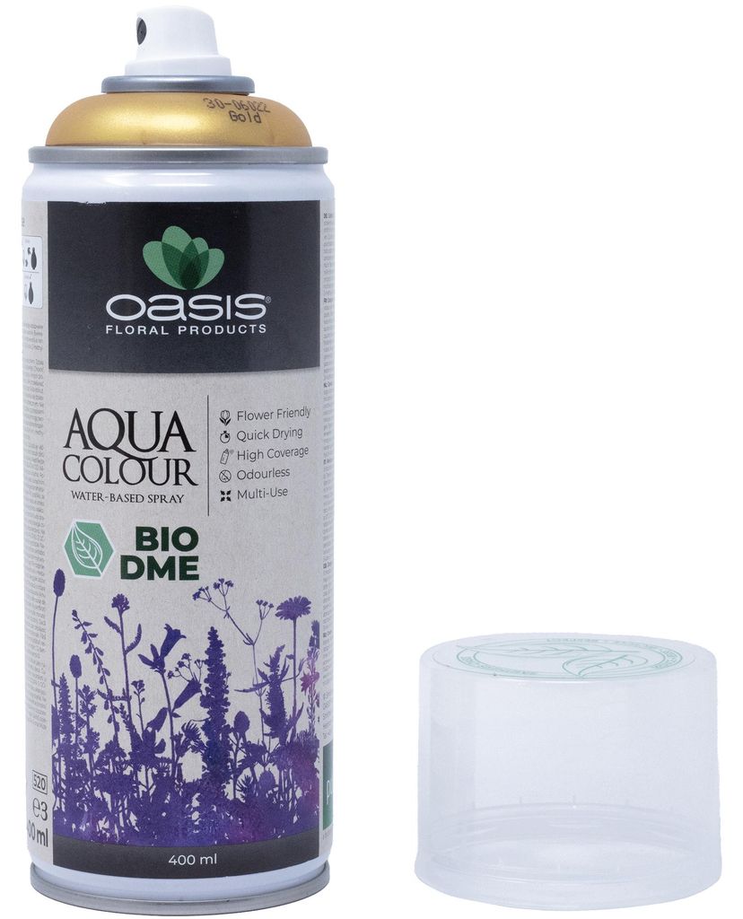 OASIS Sprayfarbe Aqua Colour Spray Metallic gold 400 ml Sprühlack seidenmatt matt für Außen und Innen