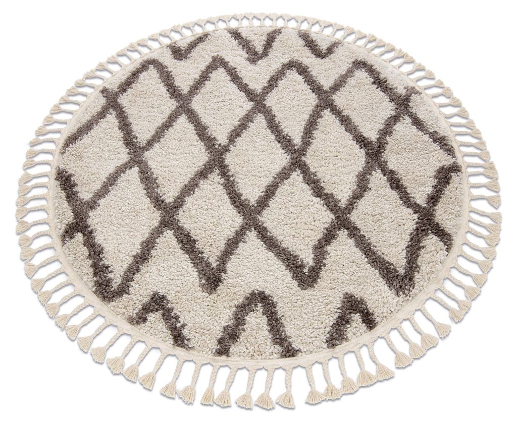 Teppich BERBER BENI Kreis sahne Franse berber marokkanisch shaggy beige rund 120 cm