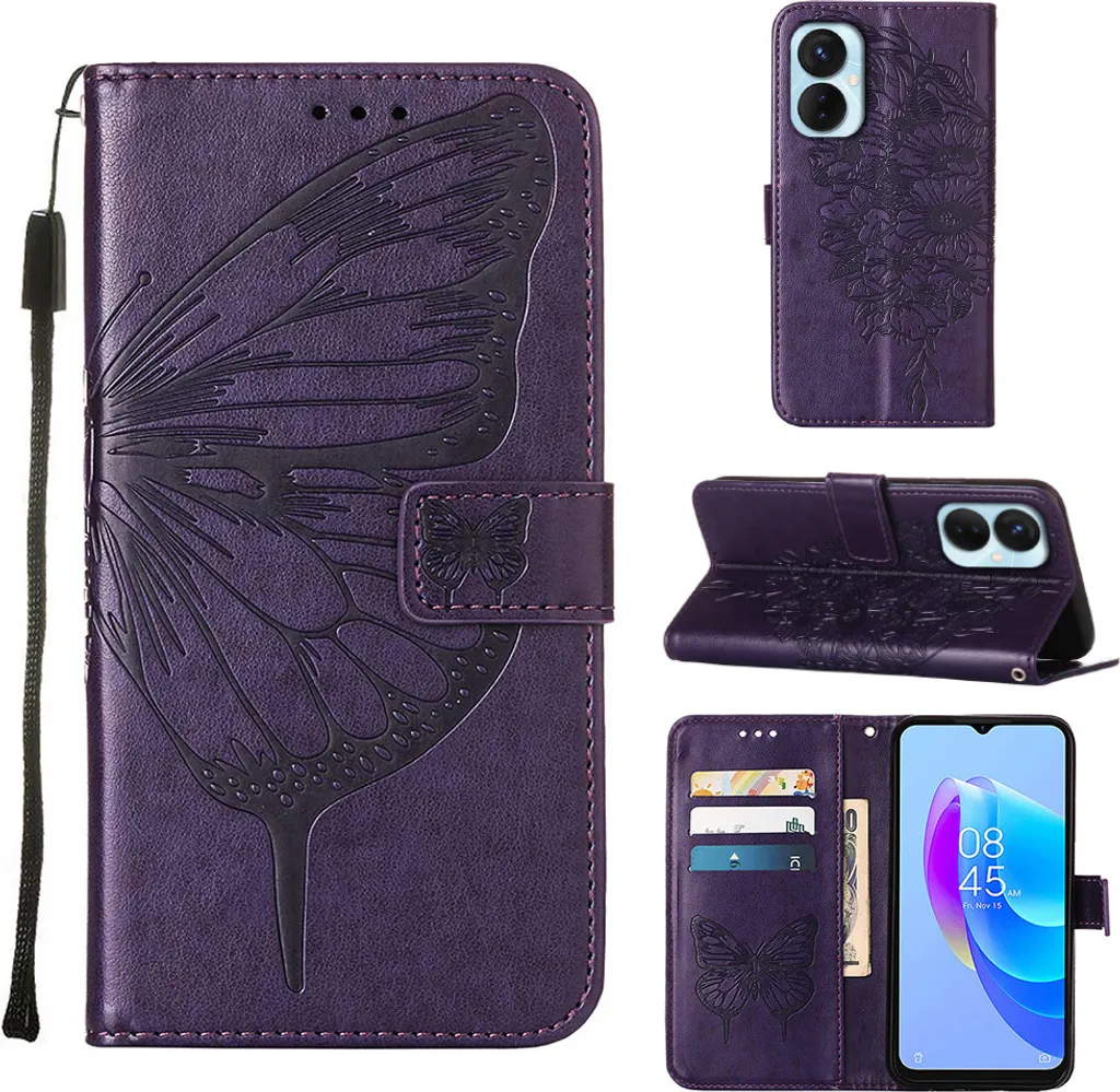 Custodia Antiurto Tecno Spark 9 Pro - Cover Portafoglio Viola