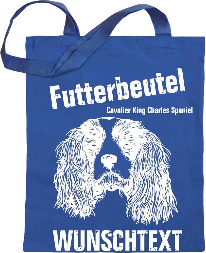 Futterbeutel - Cavalier King Charles Spaniel - Einkaufsbeutel Wunschtext mit Motiv Hund - Jutebeutel bedruckt - Tragetasche Stoffbeutel Umhängetas...