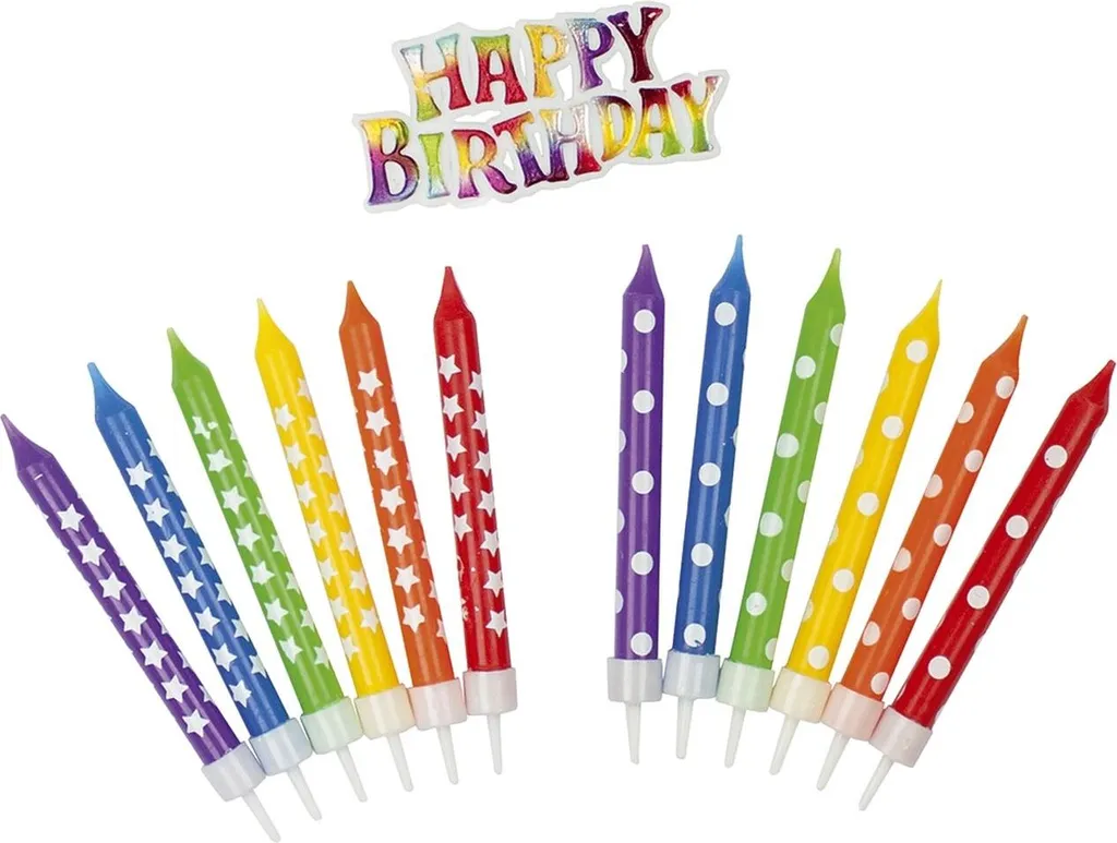 Candeline Rainbow per Torta Compleanno - Set 13 Pezzi Colorati