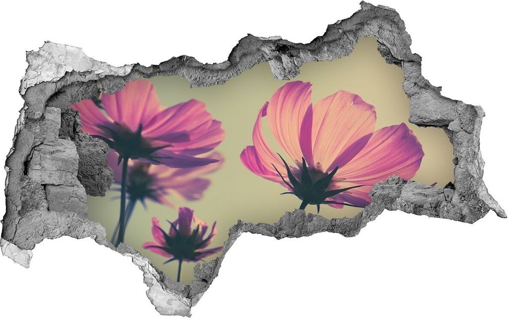 Selbstklebender Loch-3D-Aufkleber 95x73 cm pinke Blumen