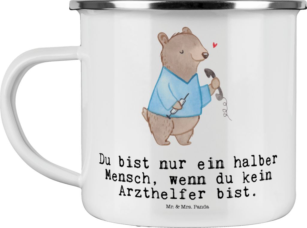 Mr. & Mrs. Panda Haferl Arzthelfer Herz - Weiß - Geschenk, Ausbildung, Teetasse, Krankenhaus, becher emaille, Tasse, Krankgeschrieben, Witzig, MFA...